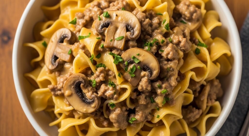 creamy ground beef stroganoff recipe