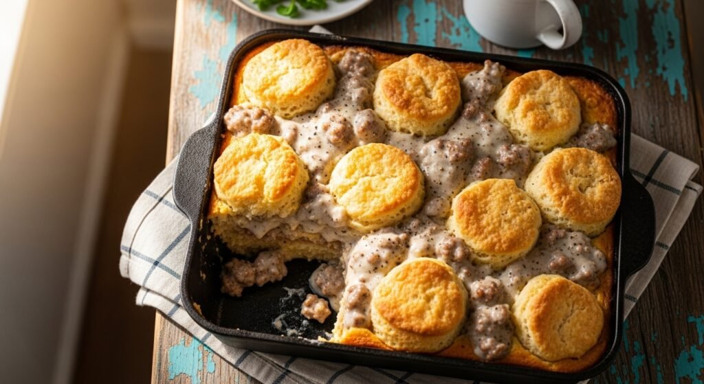 easy biscuits and gravy breakfast casserole recipe